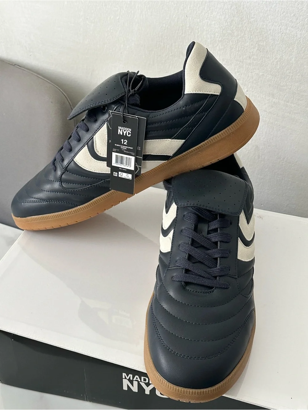 Madden NYC Navy & Cream Low-Top Sneakers